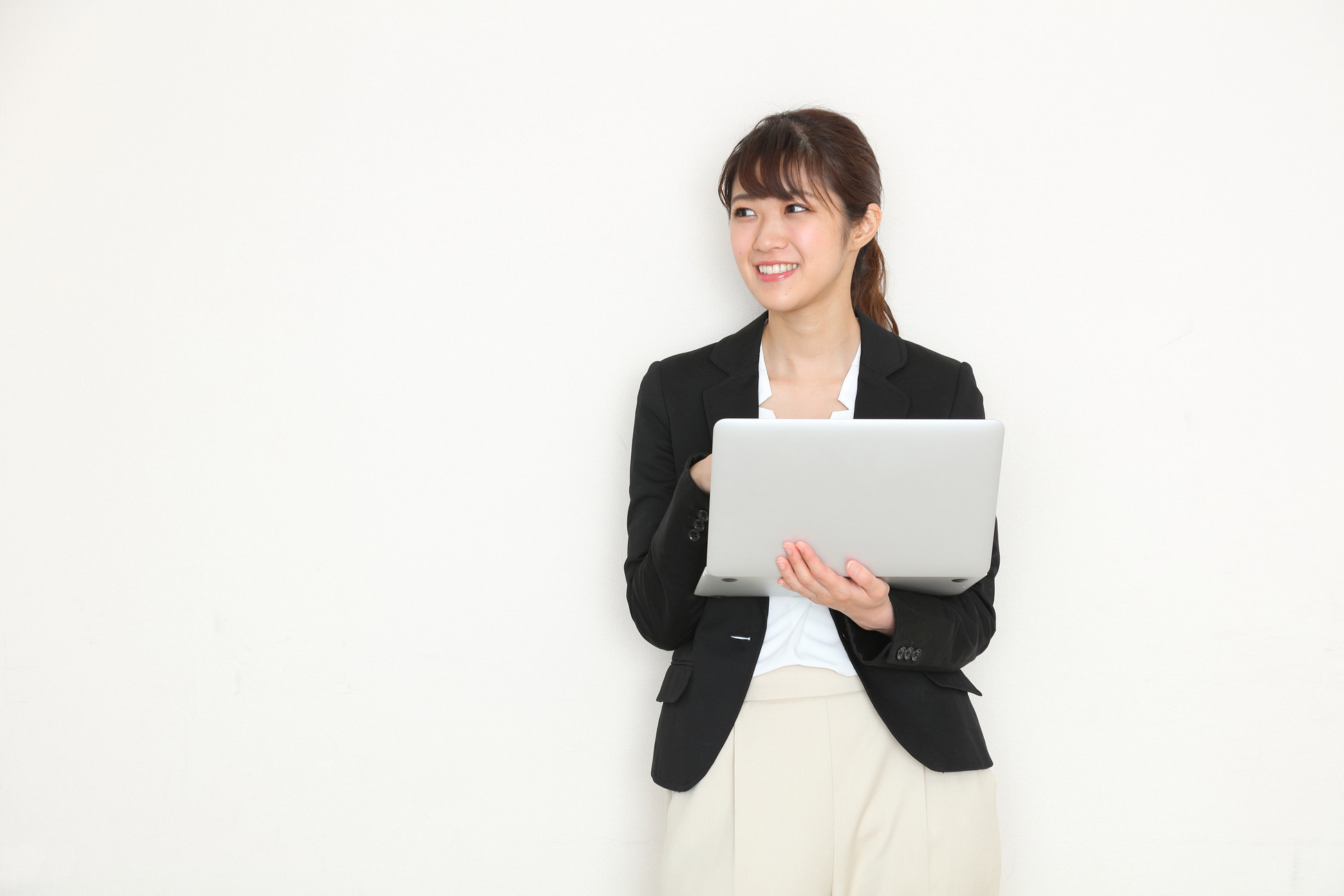 Women's work clothes , laptop